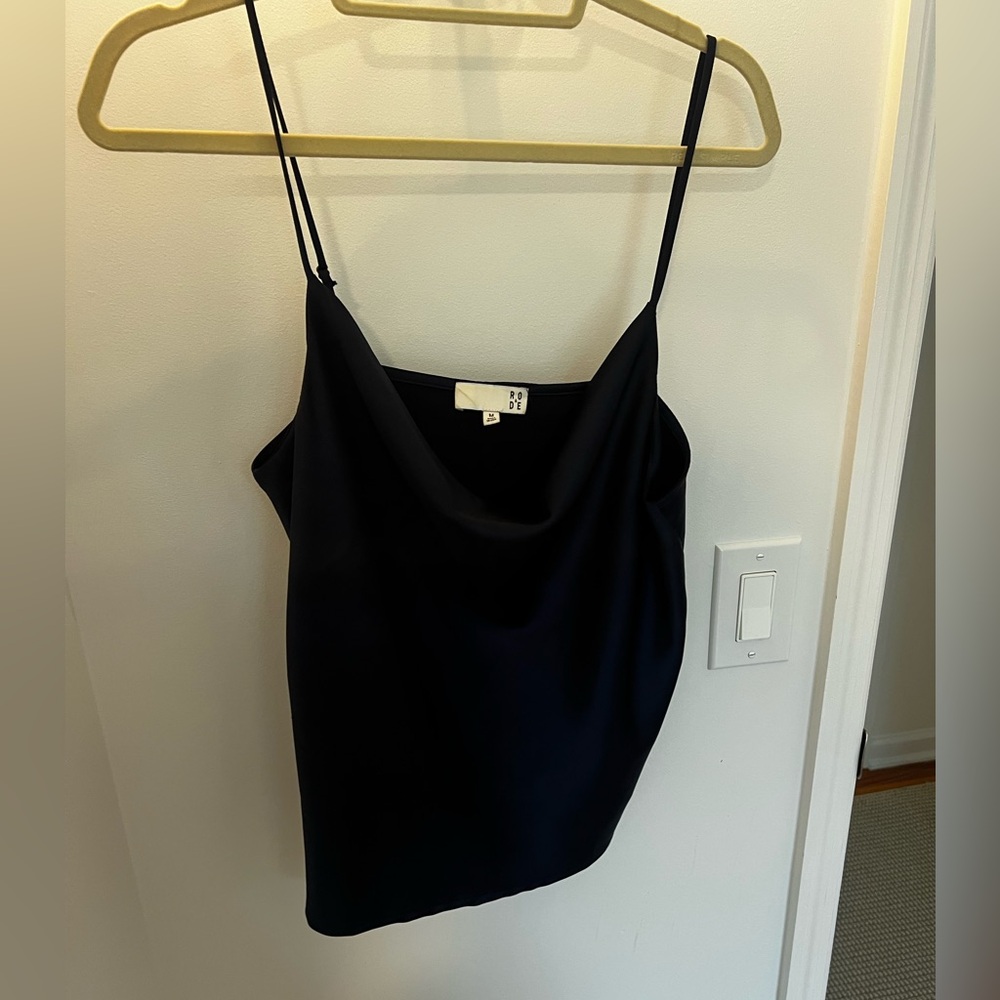 Re Done Navy Silk Tank size M